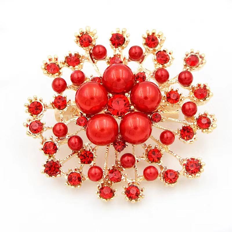 Women'S Clothing Accessories Large Snowflake Pearl Crystal Brooch Exquisite Flower Brooch Pin