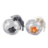 4 Pcs Cute Cat And Goldfish In Fish Tank Figurine Small Aquarium Animal Ornament
