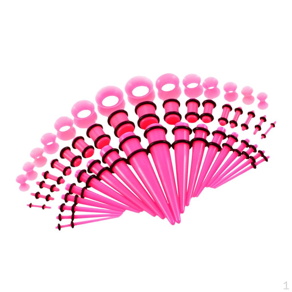50 Count Acrylic Tapers And Plugs 14G-00G Silicone Ear Expander Kit