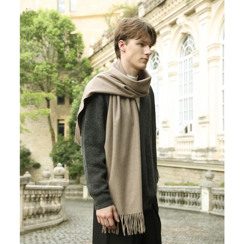 Wool Scarf Men's Autumn and Winter Cashmere Scarf Women's Winter High End Versatile New Solid Color Men's Scarf
