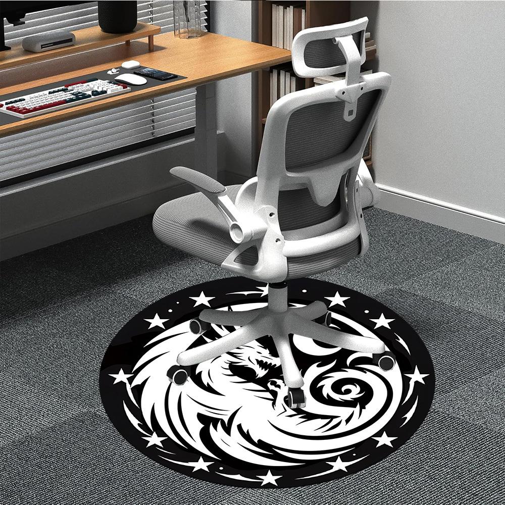 1pc Dragon Moon Office Round Area Rug, Under Office Chairs Bedroom Living Room Home Decor, Room Deco, Available In Various Sizes
