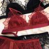 Fransız kadın iç çamaşırı seti seksi Ultra ince sutyen seti dantel nakış Bralette konfor üçgen fincan sütyen örgü nefes alan iç çamaşırı