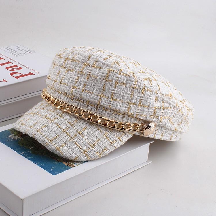 Fashion Women's Beret Hat, Winter Korean Style Leather Peaked Cap, Plain Color Baker Boy Hat for Women