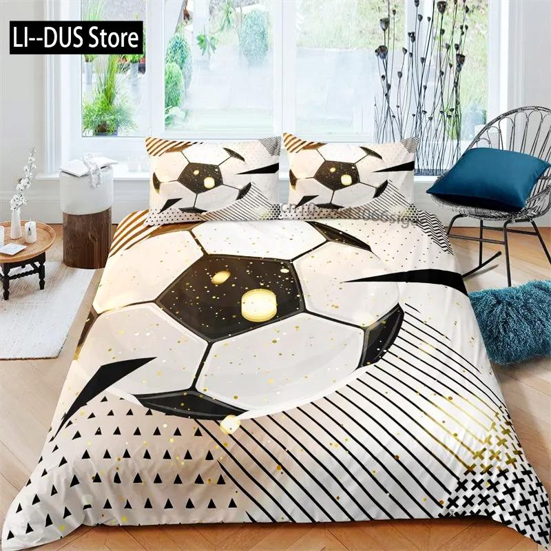 Football Duvet Cover Sports Theme Ball Games Bedding Set Kids Basketball Hockey Comforter Cover Twin for Boys Girls Room Decor