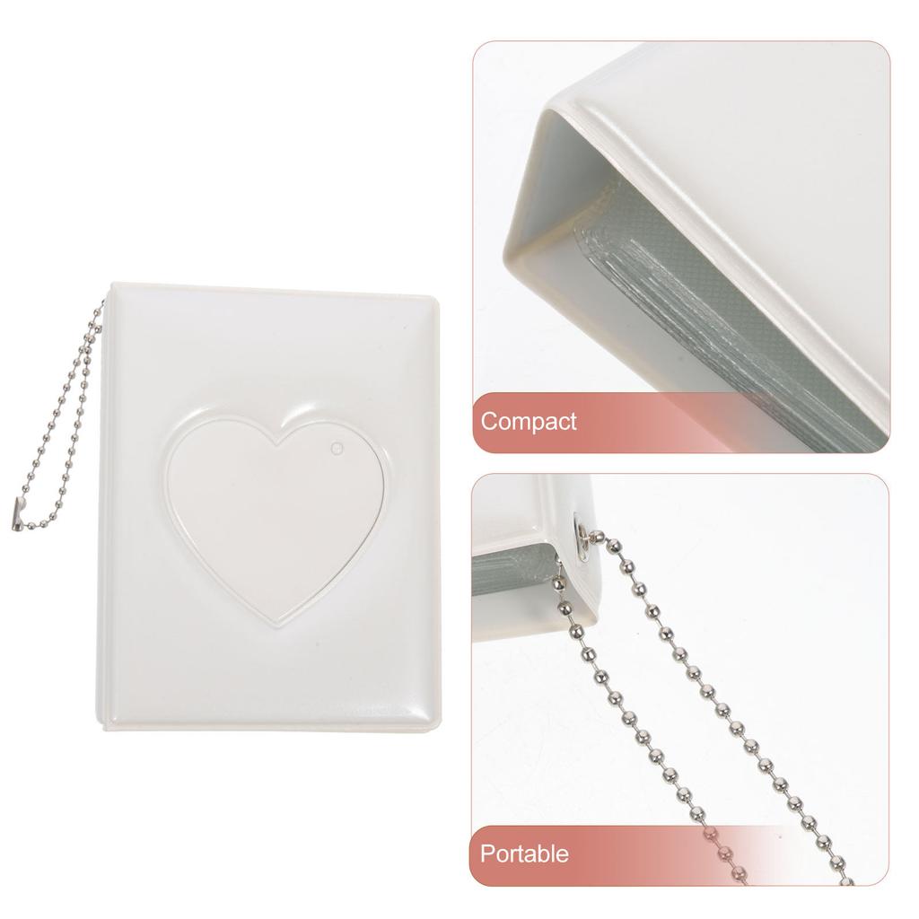 Small Heart Photocard Holder Album Portable Lightweight Photo Book with Transparent Pockets for Women Girls Kids Graduation