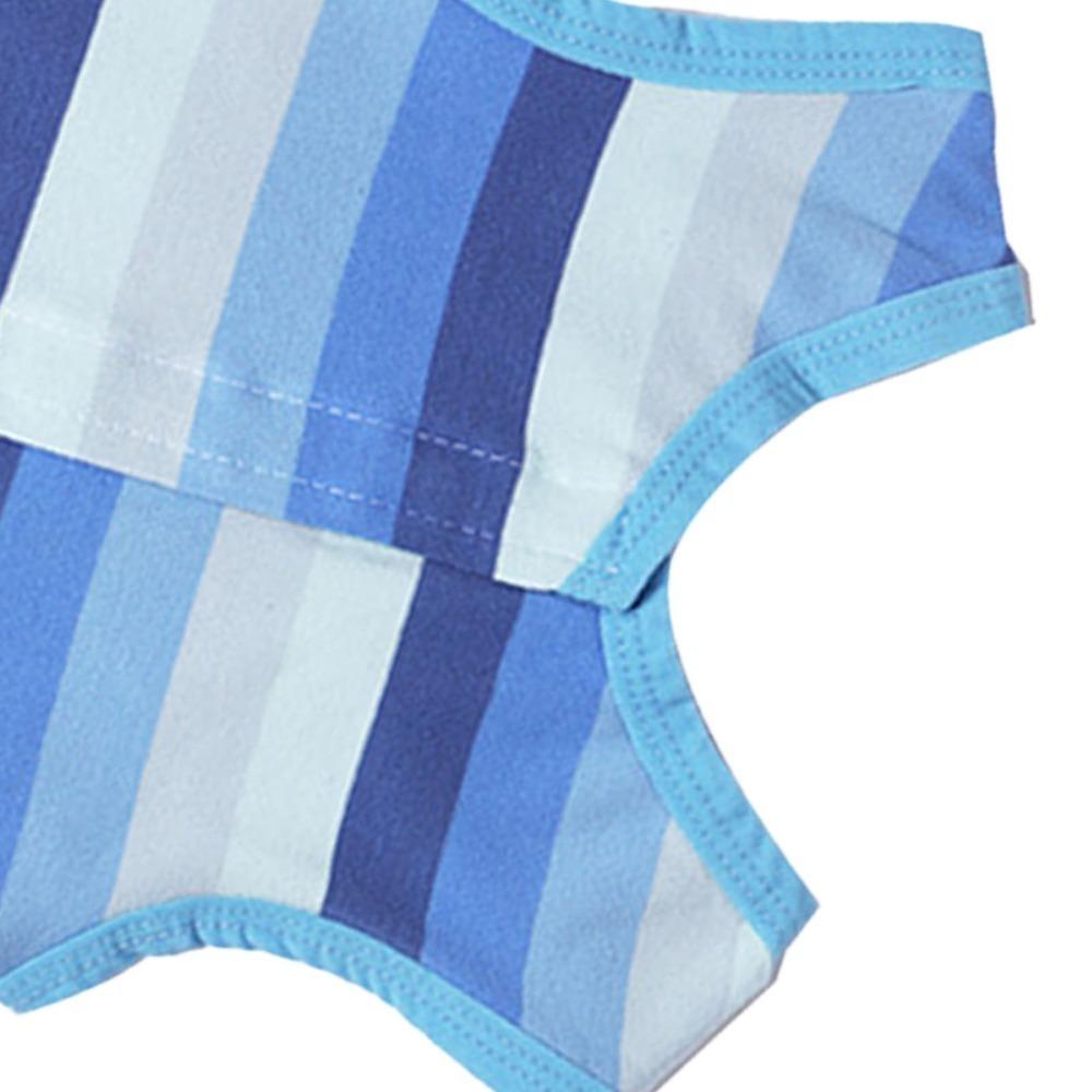 Blue Striped Pet Surgery Clothes Snap Buttons Small Dog Post-op Wear  Pet Injury Care