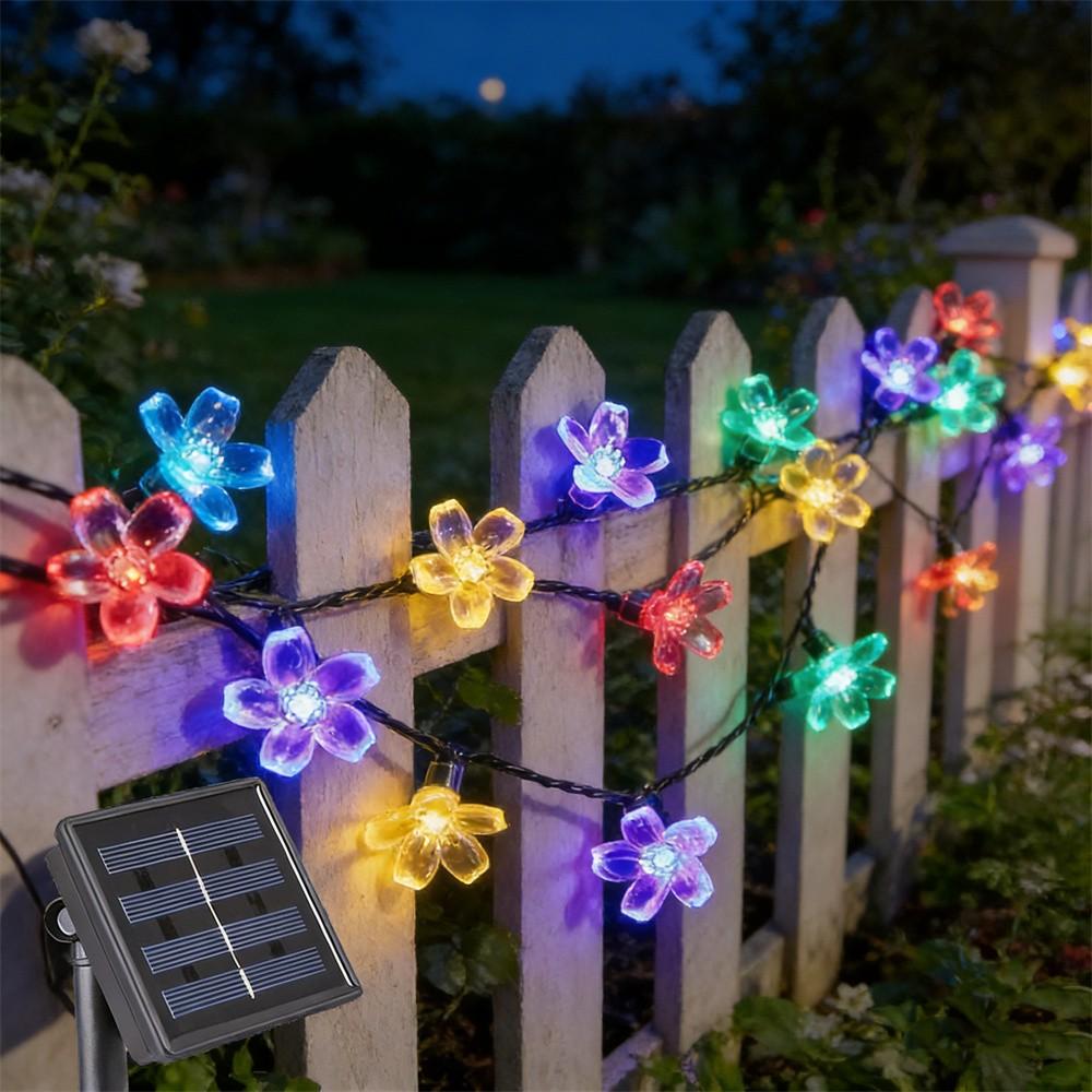 Xiaomi 5/7/12M Solar Fairy String Light Sakura Garlands Peach Flower CherryLED Lamp for Wedding Party Garden Christmas Outdoor Decor