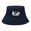 Bucket Hat With White Forest Mountains Print , Animal Fisherman Hat Solid Color Beach Simple Beach Cap