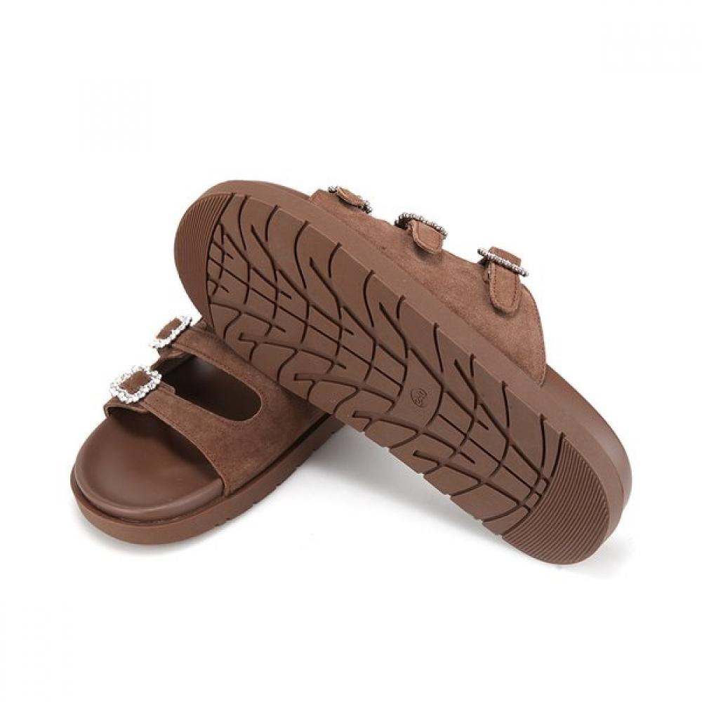 Barbara Cowhide Jewelry Buckle Daily Mule Slide 2.5cm 2 Colors Bbj332