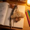 Cute Plush Keychain with Face Soft Fluffy Croissant Baguette Pendant Smiling Bread Bag Charm