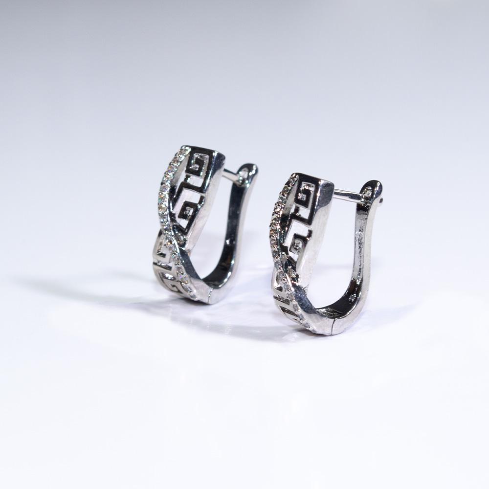 Cercei cu geometrie din platină goală cu zircon alb Cerceu personalizat pentru bijuterii fine placat cu zirconiu