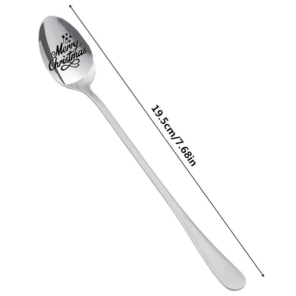 Stainless Steel Best Present Anniversary Tableware Engraved Spoon Coffee Spoons Christmas Spoon Teaspoon