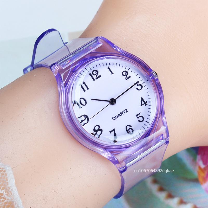Casual Fashion Women Lady Silicone Jelly Quartz Watch Women Lovely Wristwatch Transparent Summer Candy Color Student Clock