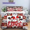 Red Patchwork Mickey & Minnie Couple Print Bedding Set, A Warm and Comfortable Choice for Decorating A Child's Bedroom.