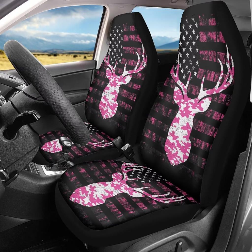 Bulopur Grey Leopard Print Auto Seat Cover for Men Women, Car Front Seats Accessories Interior Decor 2 Pcs Suit All Seasons Use