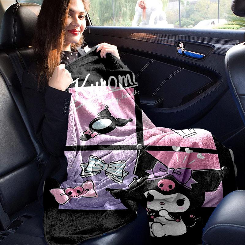 1pc Kuromi's Charming Adventures Blanket, Soft Throw Blanket for Couch Bed Sofa, Living Room, Travel, Camping, Car Blankets, Beach, Office Naps, Warm