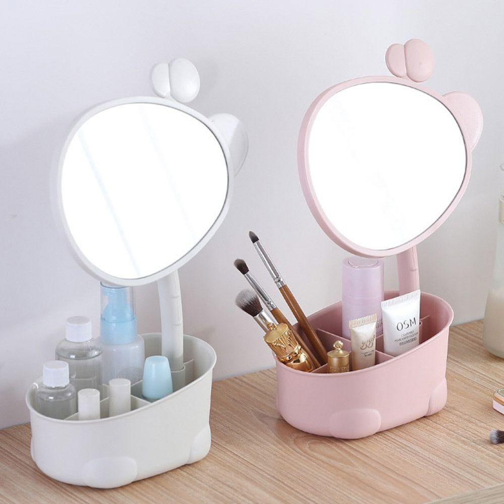 

Легкий роскошный настольный ящик для хранения, зеркало для макияжа, зеркало для макияжа высокой четкости для женщин розовый