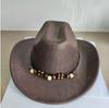 Western Suede Upturned Edge Western Cowboy Hat Men's and Women's Outdoor Travel Hat Rolled Brim Ethnic Style Top Hat Felt Hat