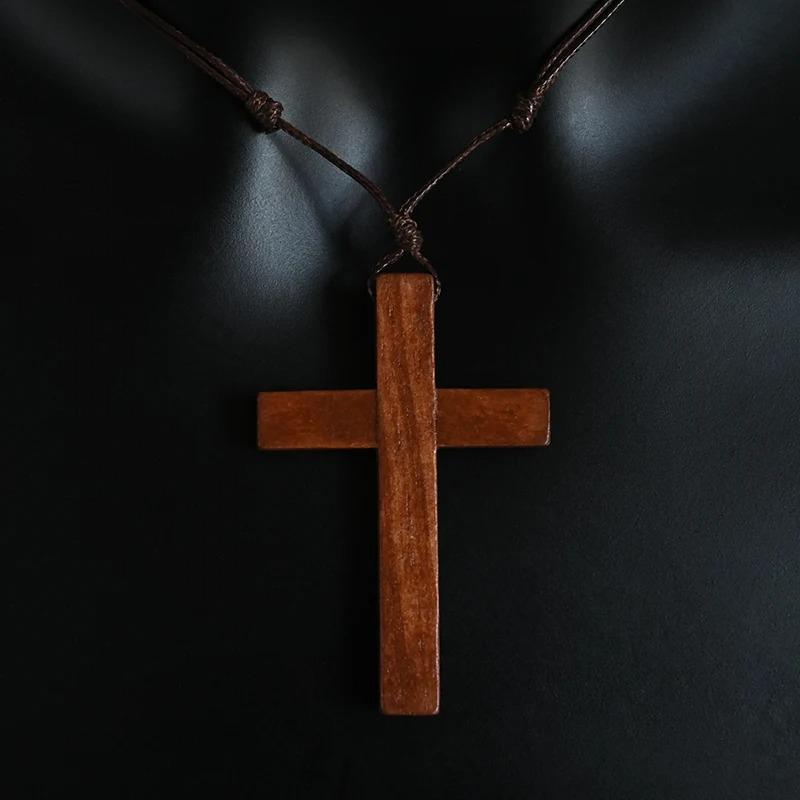 Persönlichkeit Holz Kreuz Anhänger Halskette Für Männer Frauen Minimalistischen Party Schmuck Geschenke
