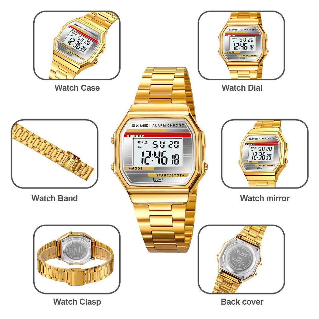 SKMEI 2514 Classic Electronic Square Digital Stopwatch Alarm Watches Retro Style Clock Men's Relogio Masculin Reloj Hombre Homme