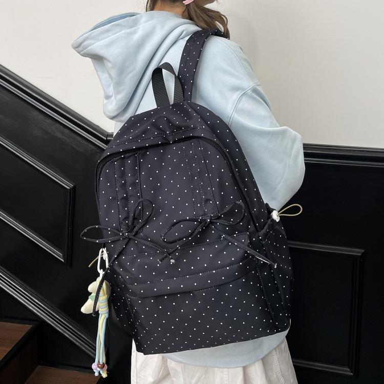 Schoolbag Japanese Small Fresh Girl Schoolbag Junior High School Girl High School Student Backpack Cute Polka Dot Light School Backpack