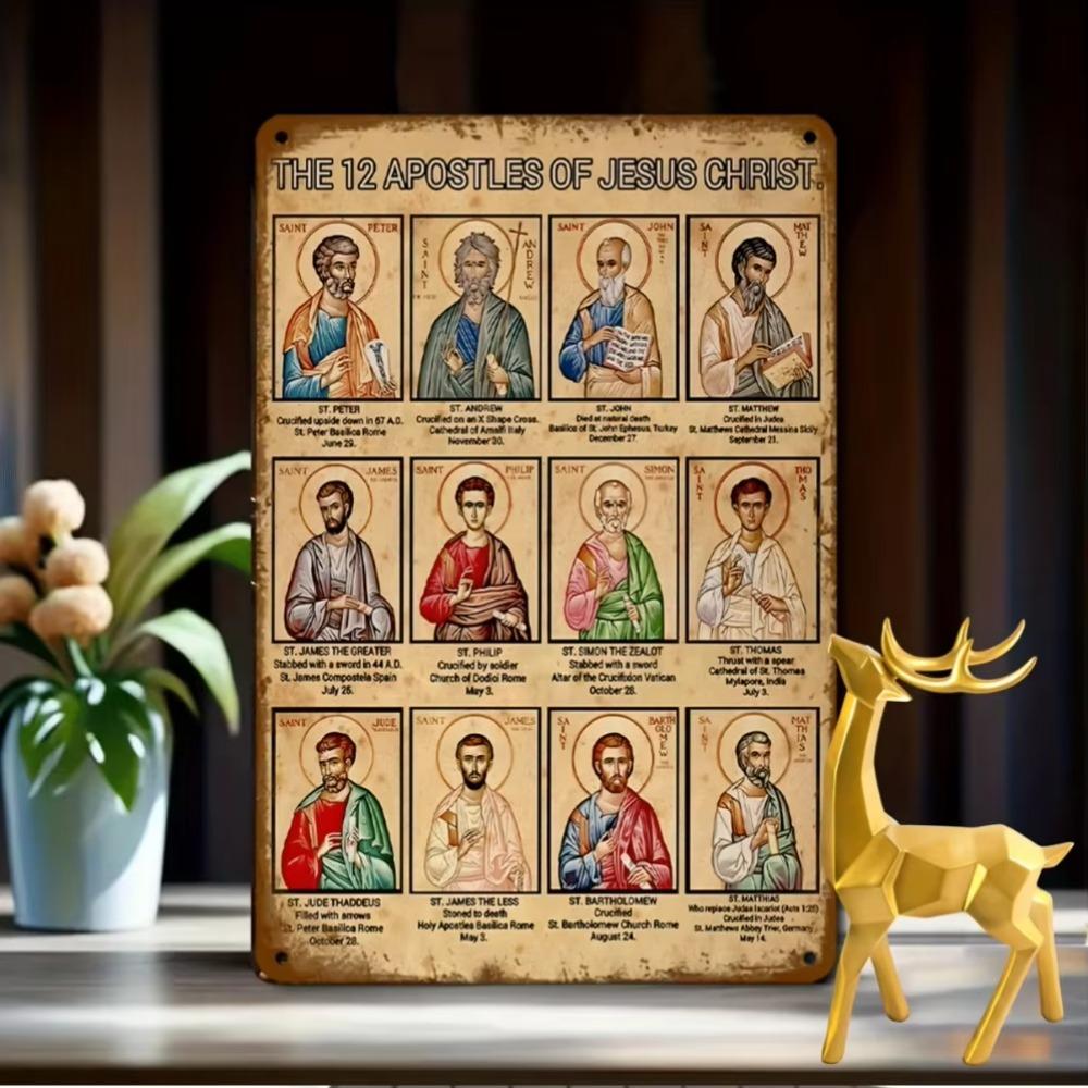 

Vintage Metal Aluminum Sign: The Twelve Apostles of Jesus Christ Metal Art Poster 20x30cm білий