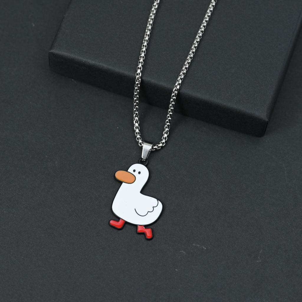 Come on duck cute cartoon necklace couple simple versatile sweater sweater chain ins boys and girls trendy personality pendant
