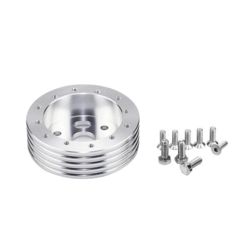Steering Wheel Hub Adapter Conversion Spacer 6 Hole to 3 Hole Boss Kit 0.5" 1" Silver Black