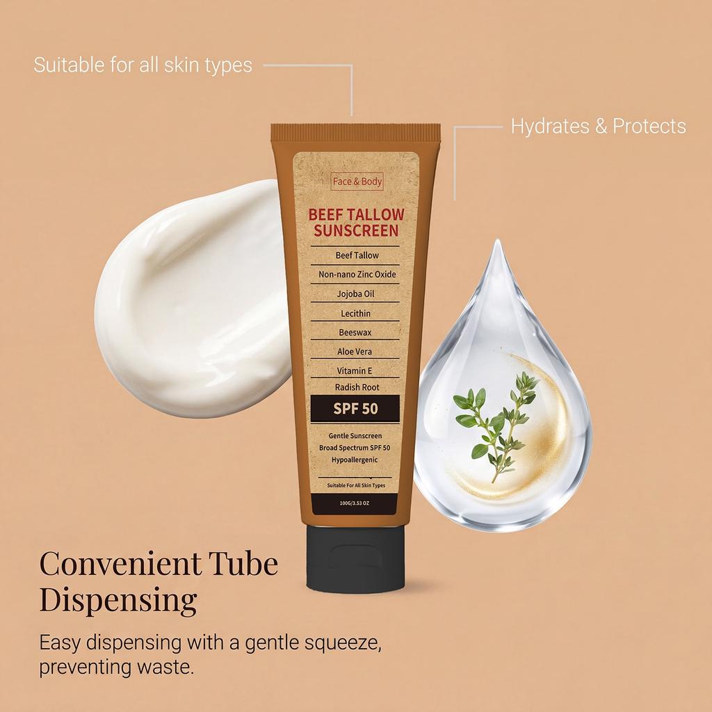 Tallow Moisturizing Protective Cream Summer Daily Commuting Outdoor Skin Protection Moisturizing Refreshing Body Facial Skin Care less
