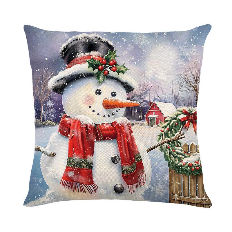 

New Home Nap Sofa Pillow Case Backrest Christmas Snowman Print Pillow Cushion 45*45cm