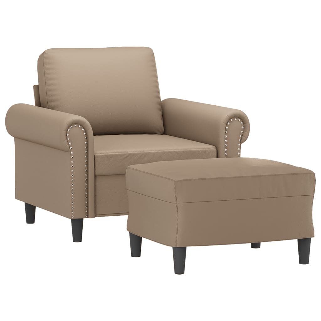 Armchair with Footstool Cappuccino Brown 60 cm Faux Leather