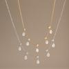 18K Gold Stainless Steel Zircon Water Drop Necklace - Adjustable & Colorfast for Women
