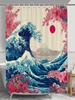 Japanese Mount Fuji wave style Shower Curtain,plum blossom Shower Curtain,Printed polyester fabric Bathroom Decoration Curtain