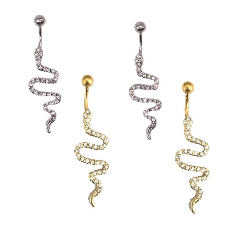 Stunning Shein Snake-shaped Copper Belly Button Ring Fashionable And Stylish