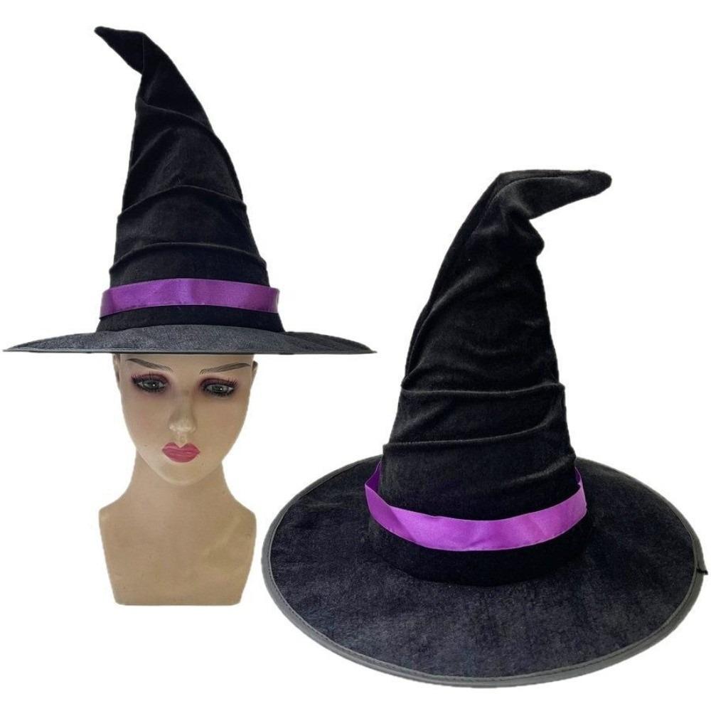 Velvet Halloween Witch Hat Star Halloween Cap Festival Headdress Wizard Cap Dress Up Headgear