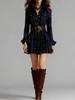 Rochie cămașă retro cu carouri pentru femei, cu buzunare - Mânecă lungă, Fustă scurtă, Stil european și american