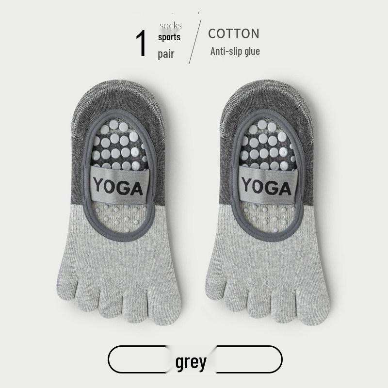 Rutschfeste Fünf-Zehen-Yogasocken für Damen - Baumwolle, Wadenhoch, Ganzjahres-Pilates-Fitnesssocken
