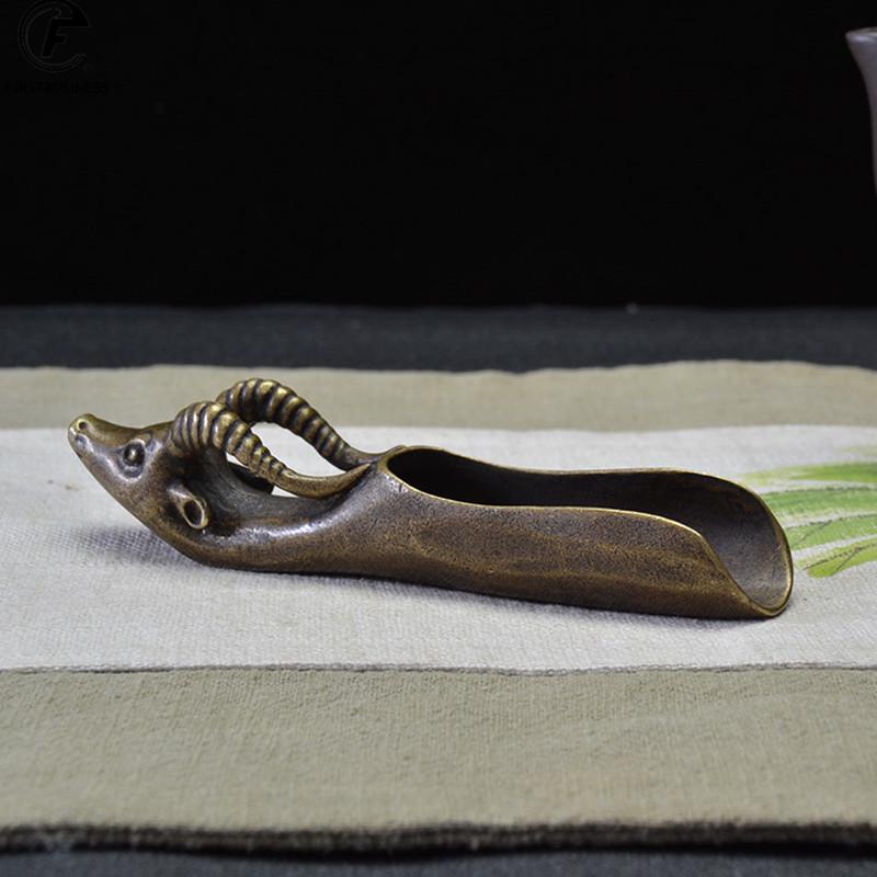 Tea Scoops Shovel Copper Wall Street Bull Coffee Black Tea Spoon Powder Teaspoon Teaware Chinese Tea Ceremony Accessories 1pcs