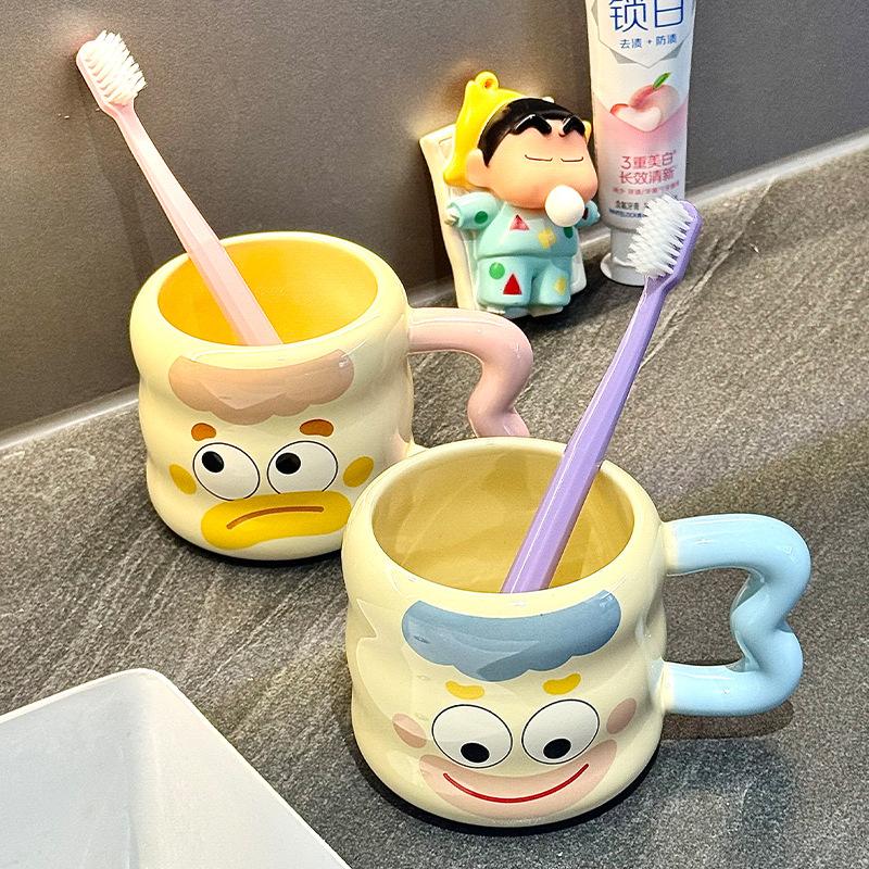 Cute Cartoon Ceramic Mouthwash Cup Household Brushing Cup Couple Tooth Tank Toothbrush Children's Washing Cup High-value Dental Utensils