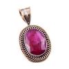Red Ruby(Simulated) Handmade 925 Sterling Silver Two Tone Pendant 1.50" N3a77