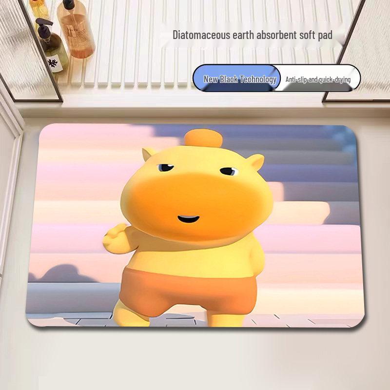 Cartoon Capybara Diatom Mud Quick-Dry Bath Mat 40x60cm Water Absorption Anti-Slip