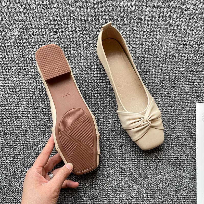 Mode Neue Mode Ballerinas Schuhe Damen Ballerinas Eckige Zehenpartie Weiß Beige Rutschfeste Ballerinas Lässig Basic Flacher Absatz