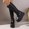 New Women'S Fashion Platform Mid-Calf Boots | Minimalist Versatile Style Height-Increasing Side Zipper Ankle Boots