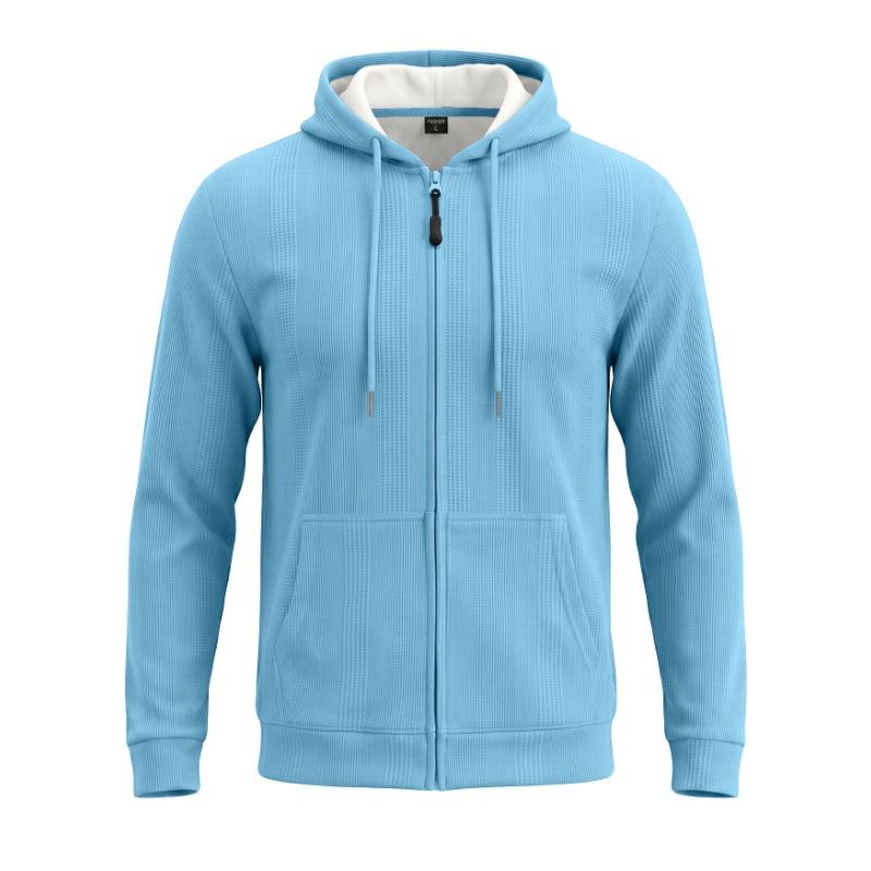 Men S Jacquard Hooded Zip Up Loose Casual Sport Sweatshirt