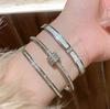 Light Luxury High-End Full Diamond Bracelet Women'S Silver Titanium Steel Bracelet Bracelet Couple Hand Jewelry