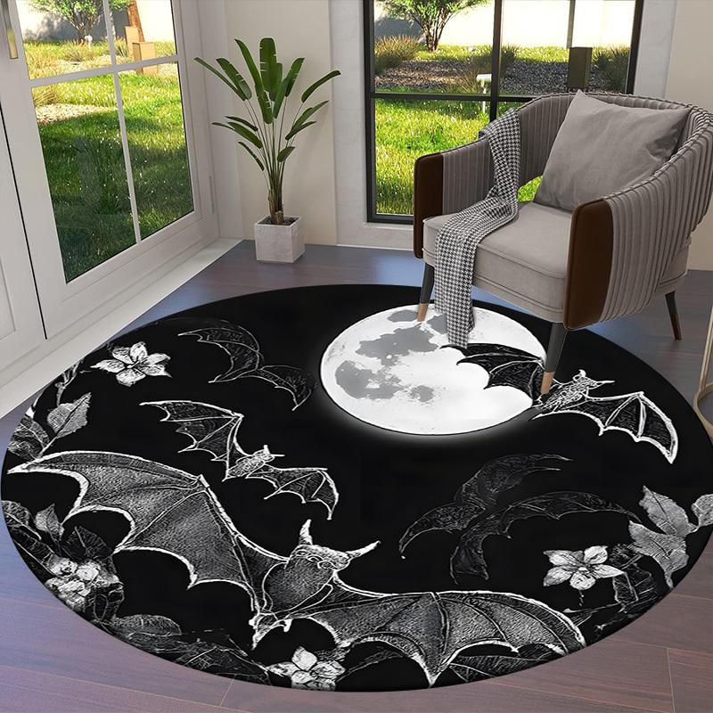 1pc Office Carpet Chair Mats Bat Moon Night Floral Design Perfect for Decorating Office Chairs, Living Rooms, Or Bedrooms.YDT070