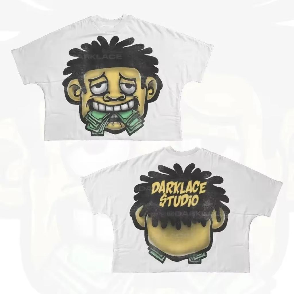 Men Women Streetwear T Shirt Hip Hop Fun Cartoon Graphic Printed Oversized T Shirt Harajuku Gothic Cotton Short Sleeved Clothing