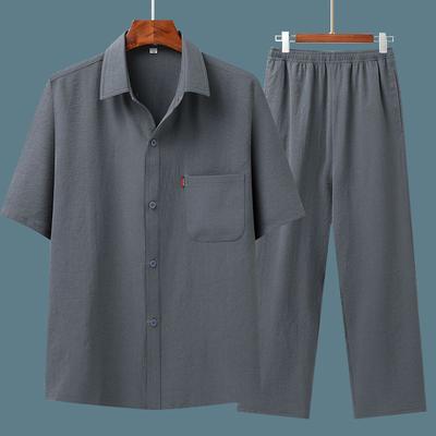 Summer Short-sleeved Shirt Men's Thin Suit Middle-aged and Elderly Shirt Loose Grandpa Suit