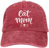 Cat Mom Hats Adjustable Mom Hat Washed Distressed Cotton Baseball Cap Headwear for Women Red Hats