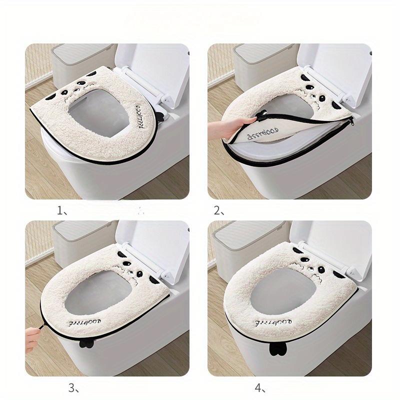 Winter Thick Toilet Seat Cushion, Portable Waterproof and Warm, Household Toilet Cover with Zipper Design, Hand Wash Only, Bathroom Accessory